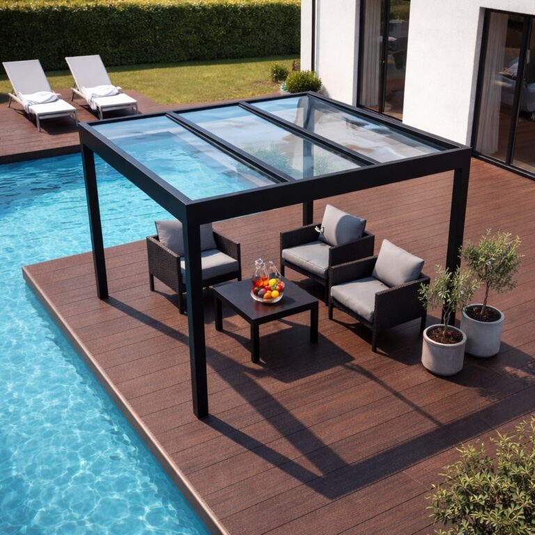 Fristående pergola med glastak - annonsbild