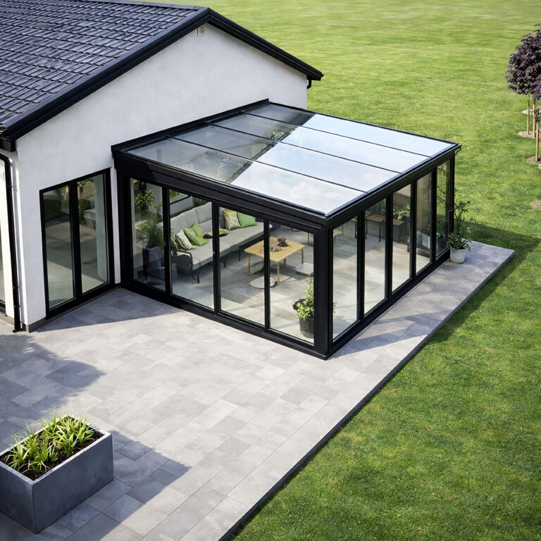 halle glastak miljö uterum vitt hus